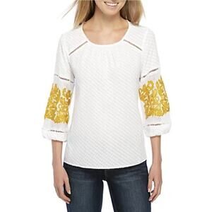 BELK Crown & Ivy NEW Womens Plus Sized 3/4 Sleeve Textured Cotton Top sz 1X XL